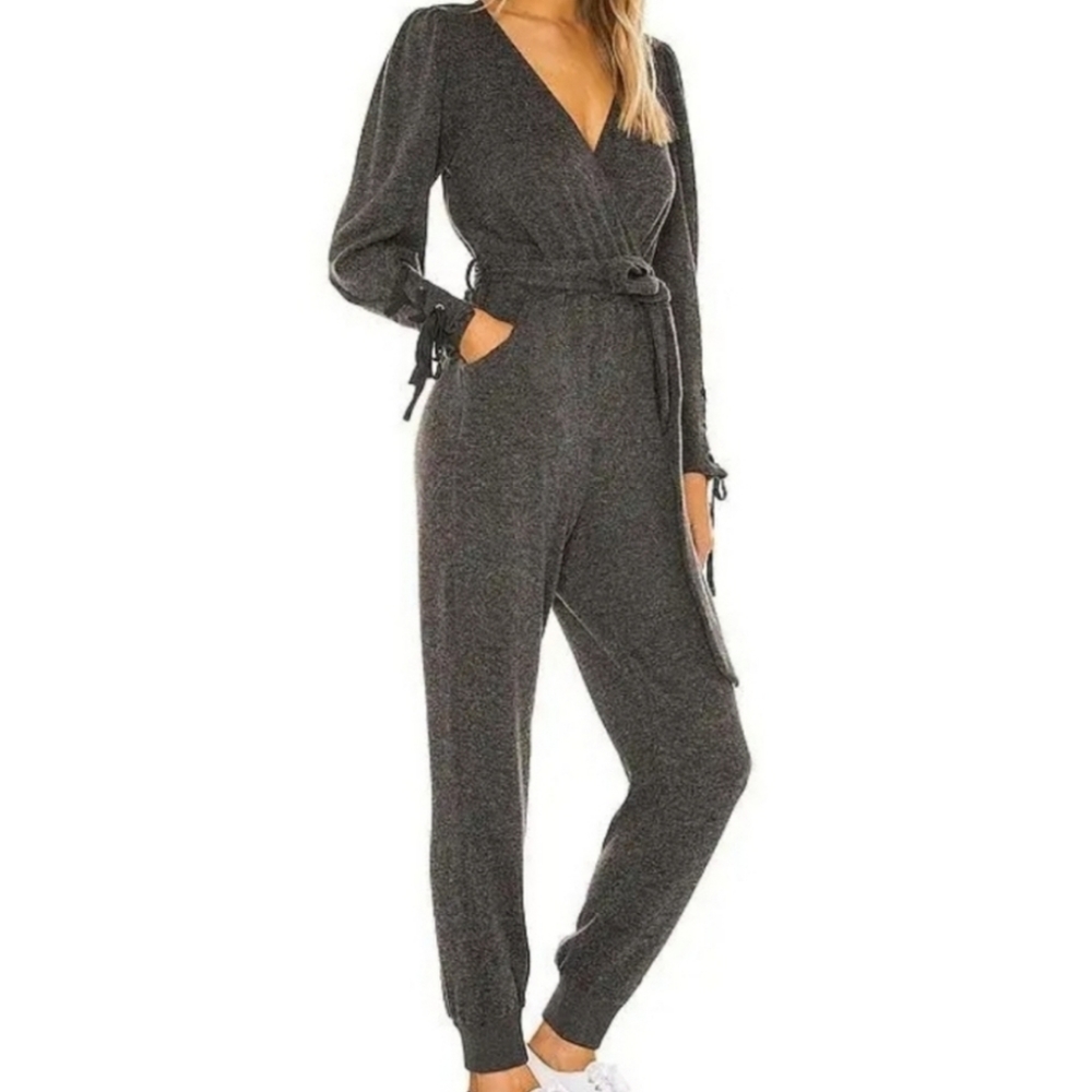 Majorelle x Revolve Carmella Knit Jogger Charcoal Gray Jumpsuit Size Small
